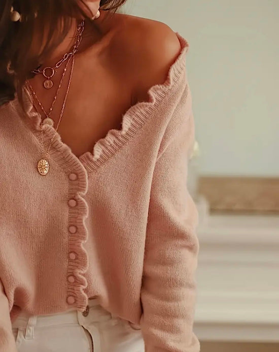 Soft Ruffle Knit Cardigan