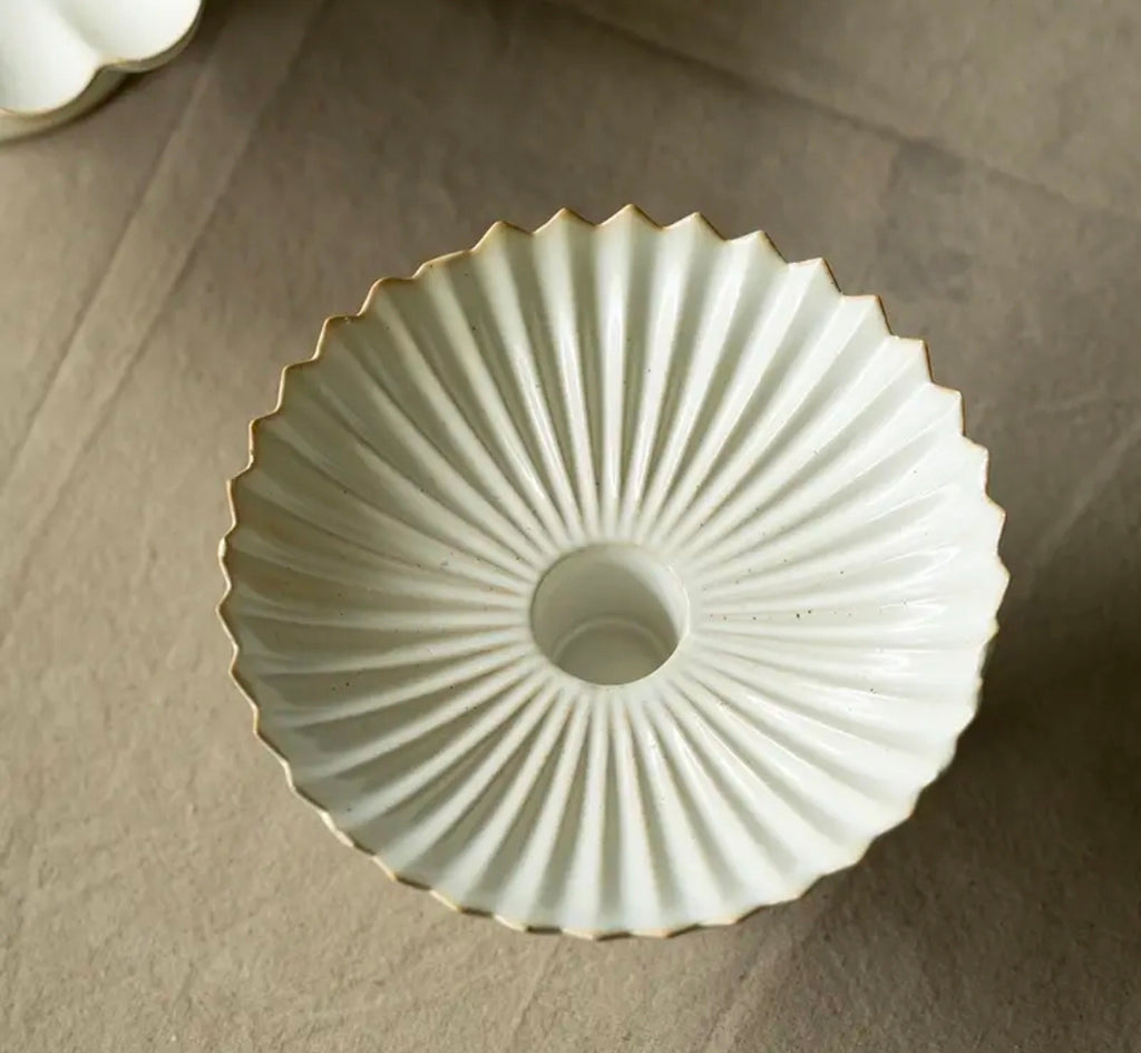 Scallop Ceramic Candle Holder – Ivory