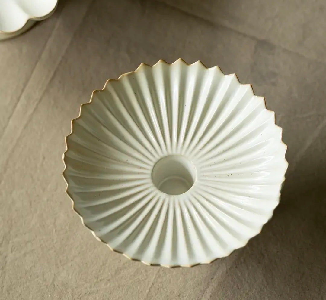 Scallop Ceramic Candle Holder – Ivory