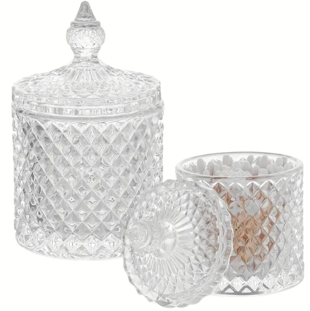 Kristallinen säilytyspurkkI kannella – elegantti yksityiskohta kotiin