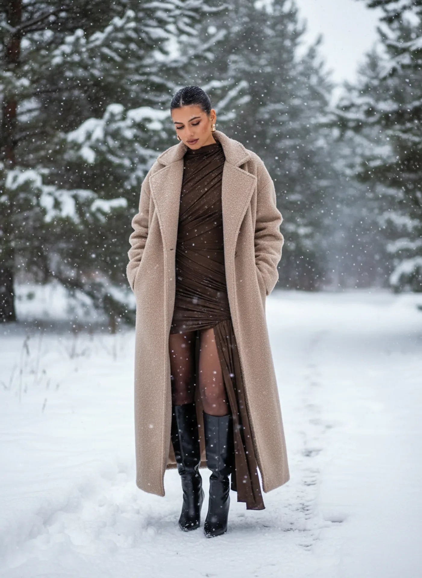 Snowy Path Fashion Portrait