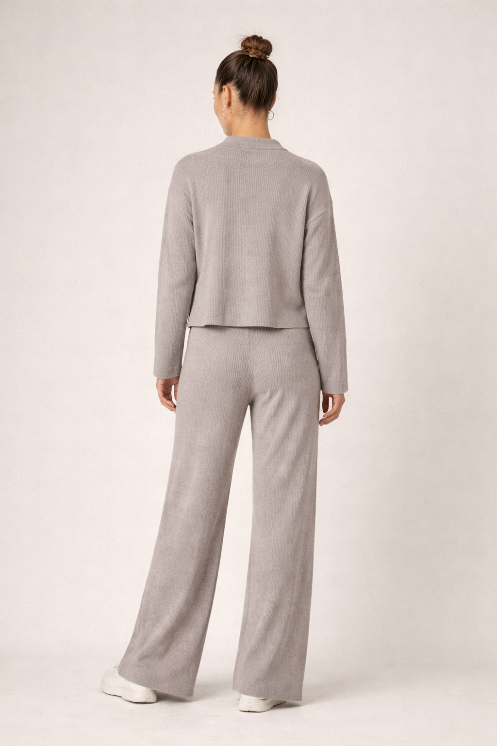 Ribbed Lounge Set – Harmaa