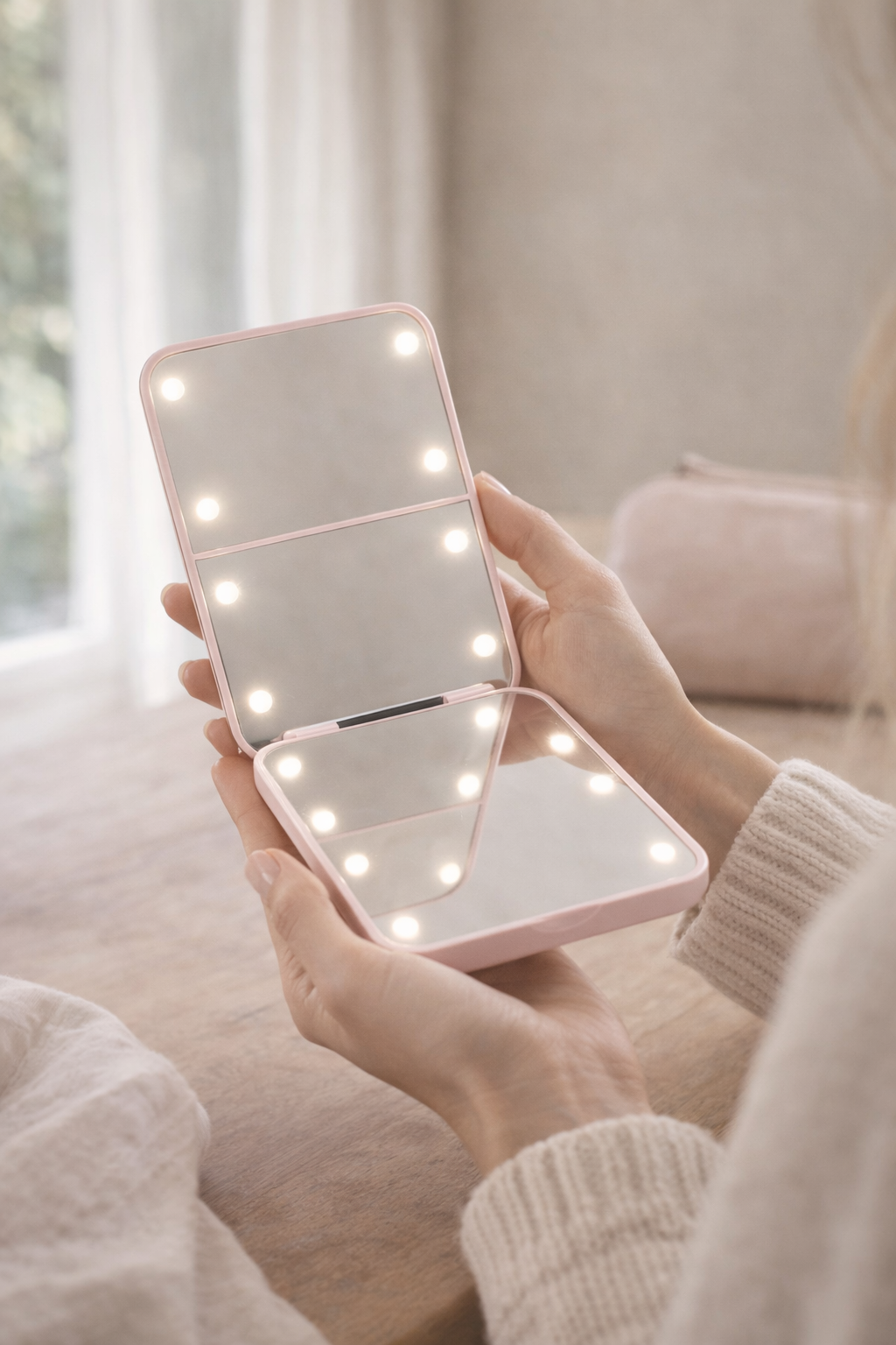 Taitettava LED-meikkipeili – 3X suurennuksella