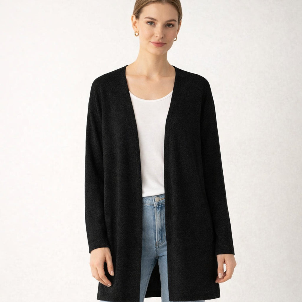 Musta Pitkä Neuletakki M