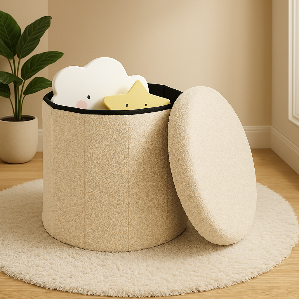 Cloud säilytysrahi pyöreä – Pehmeä istuin ja säilytyslaatikko 2-in-1