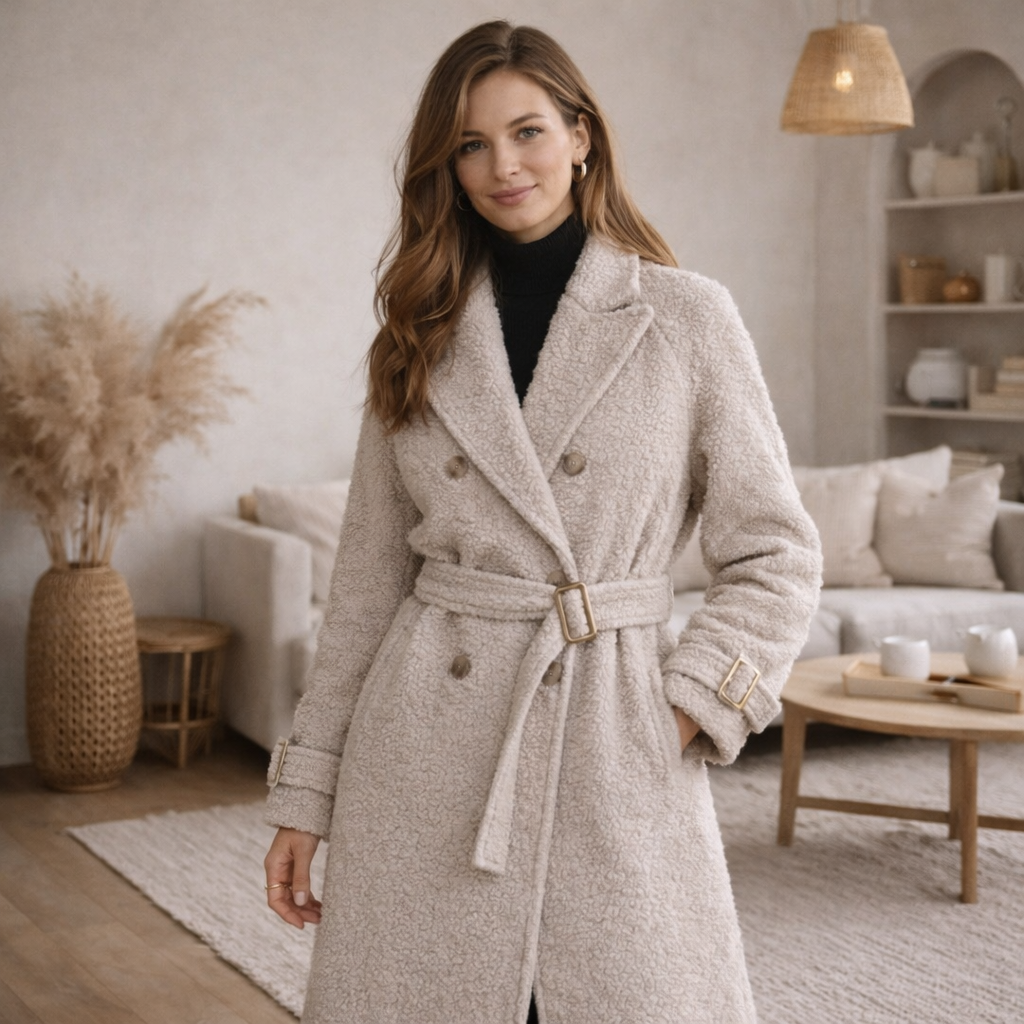 Beige teddy-takki – koko S