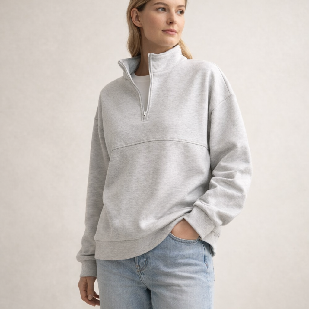 Harmaa half zip collegepaita – XL