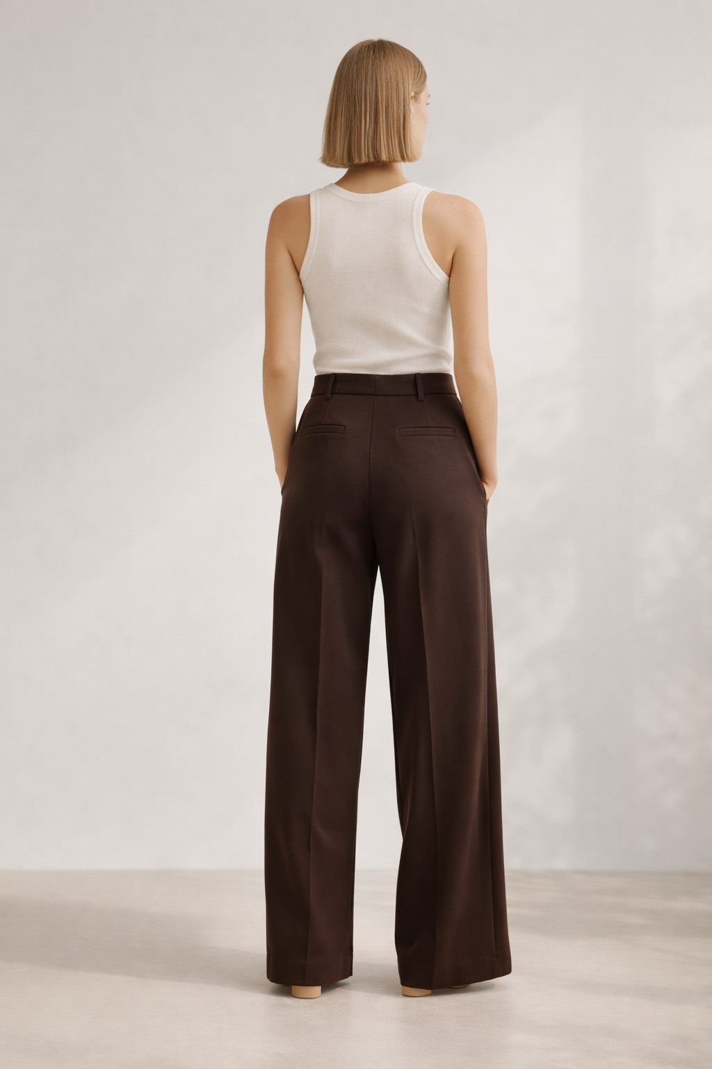 Elegant Wide Leg Trousers – Chocolate Brown