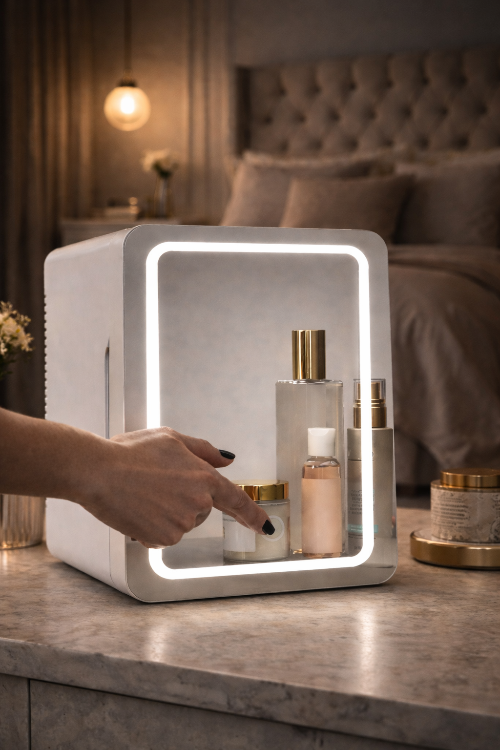 GlowCool kosmetiikkajääkaappi LED-peilillä