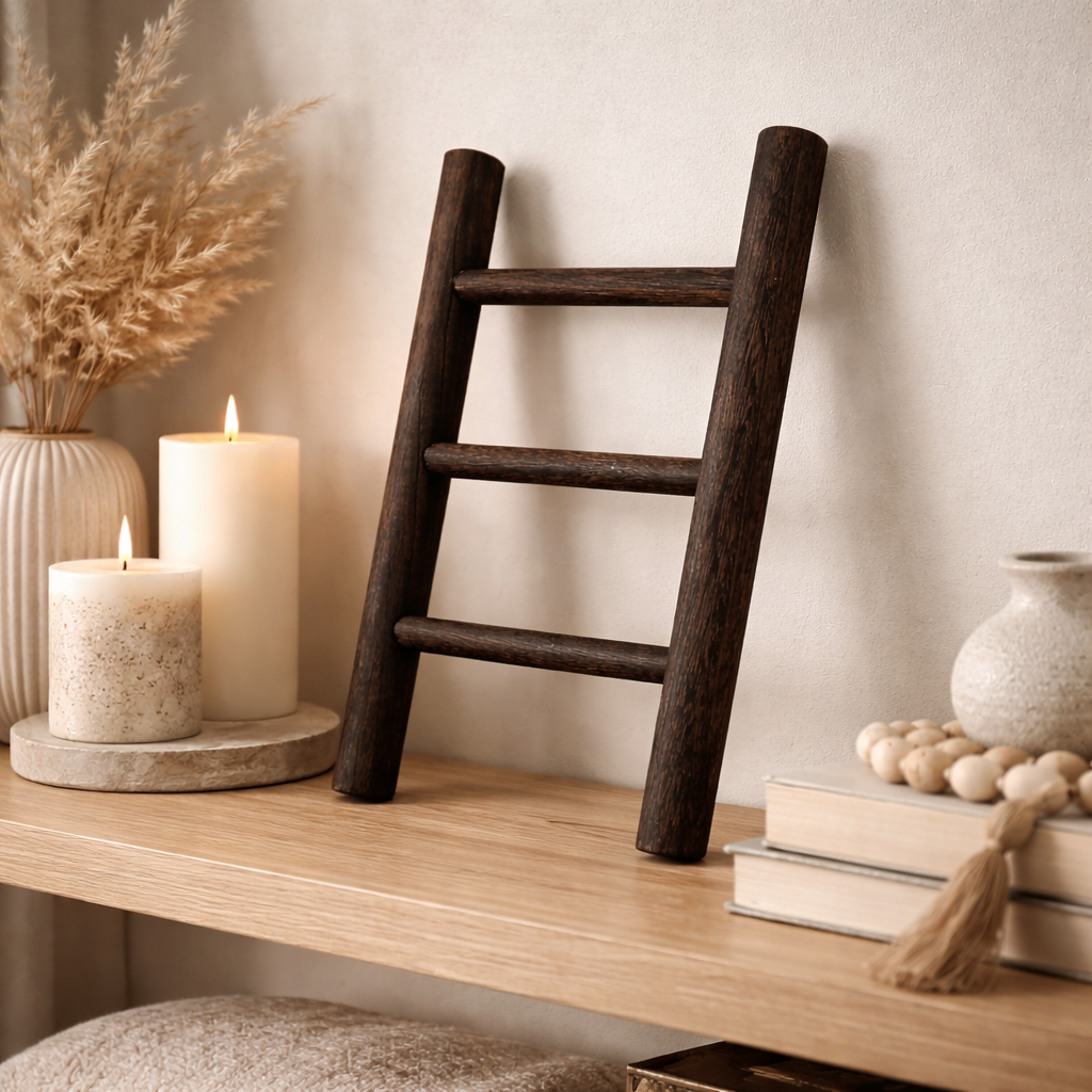 Rustiikkinen puinen sisustustikas