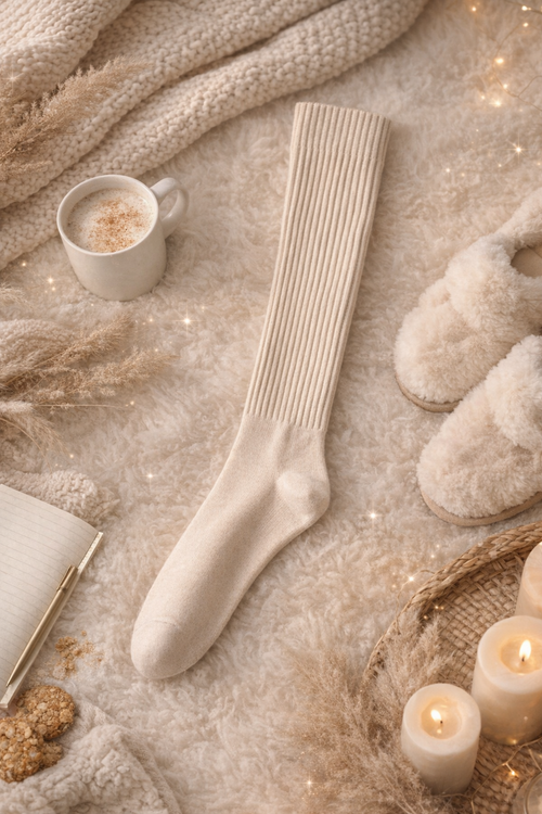 Beige lämpösukka – pehmeää lämpöä ja rentoa tyyliä
