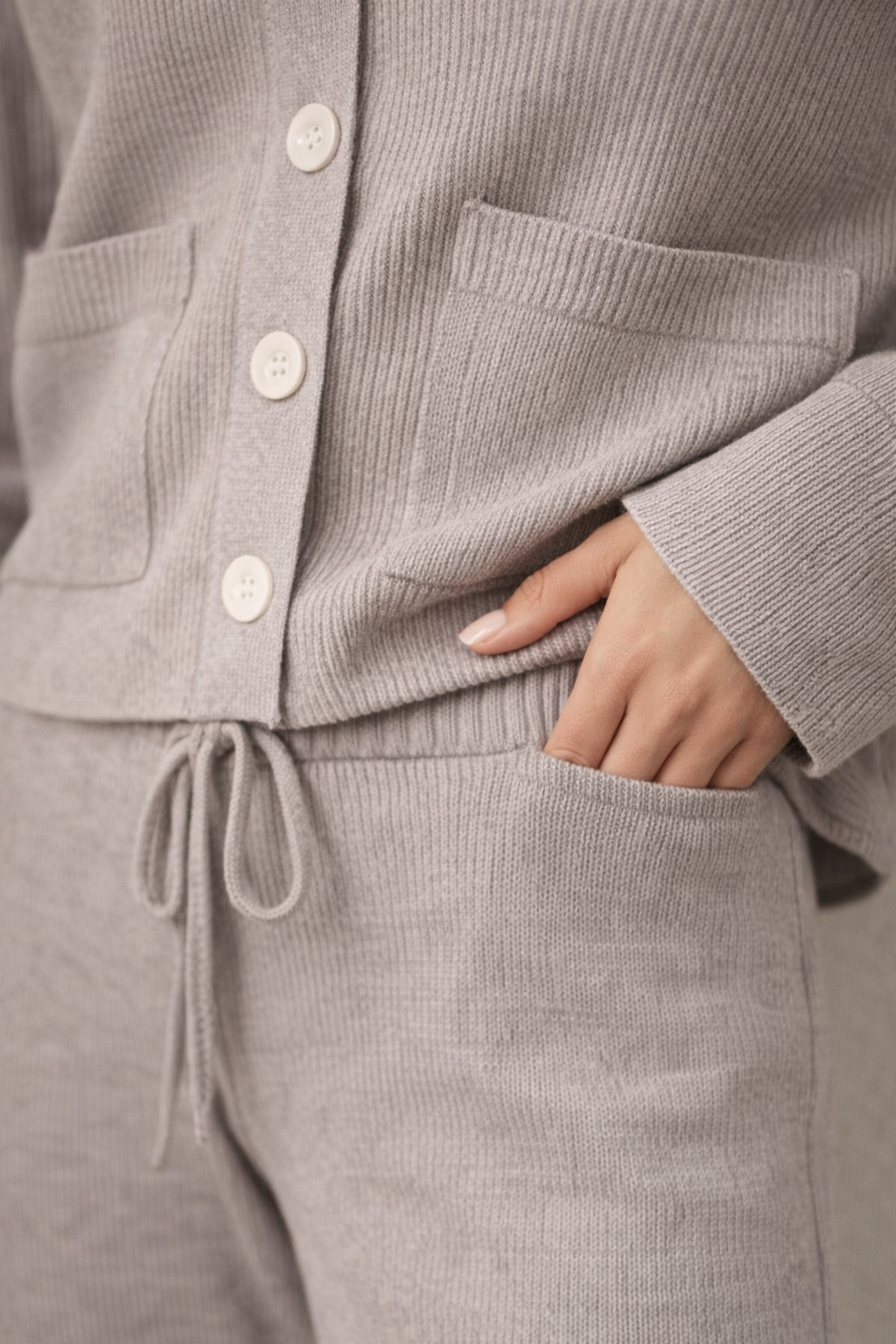 Ribbed Lounge Set – Harmaa