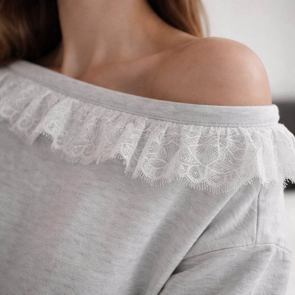 Pitsiolkaiminen off shoulder collegepaita S