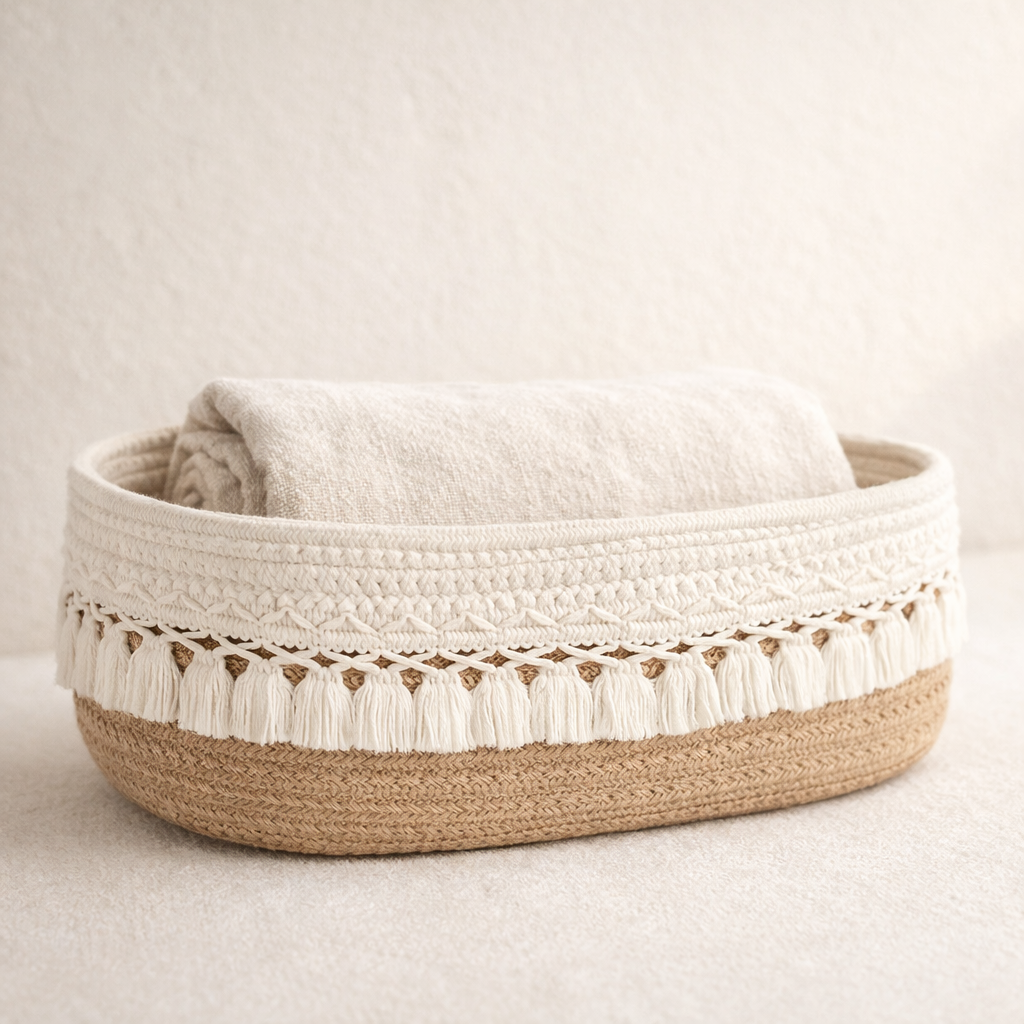 Säilytyskori juutti hapsu