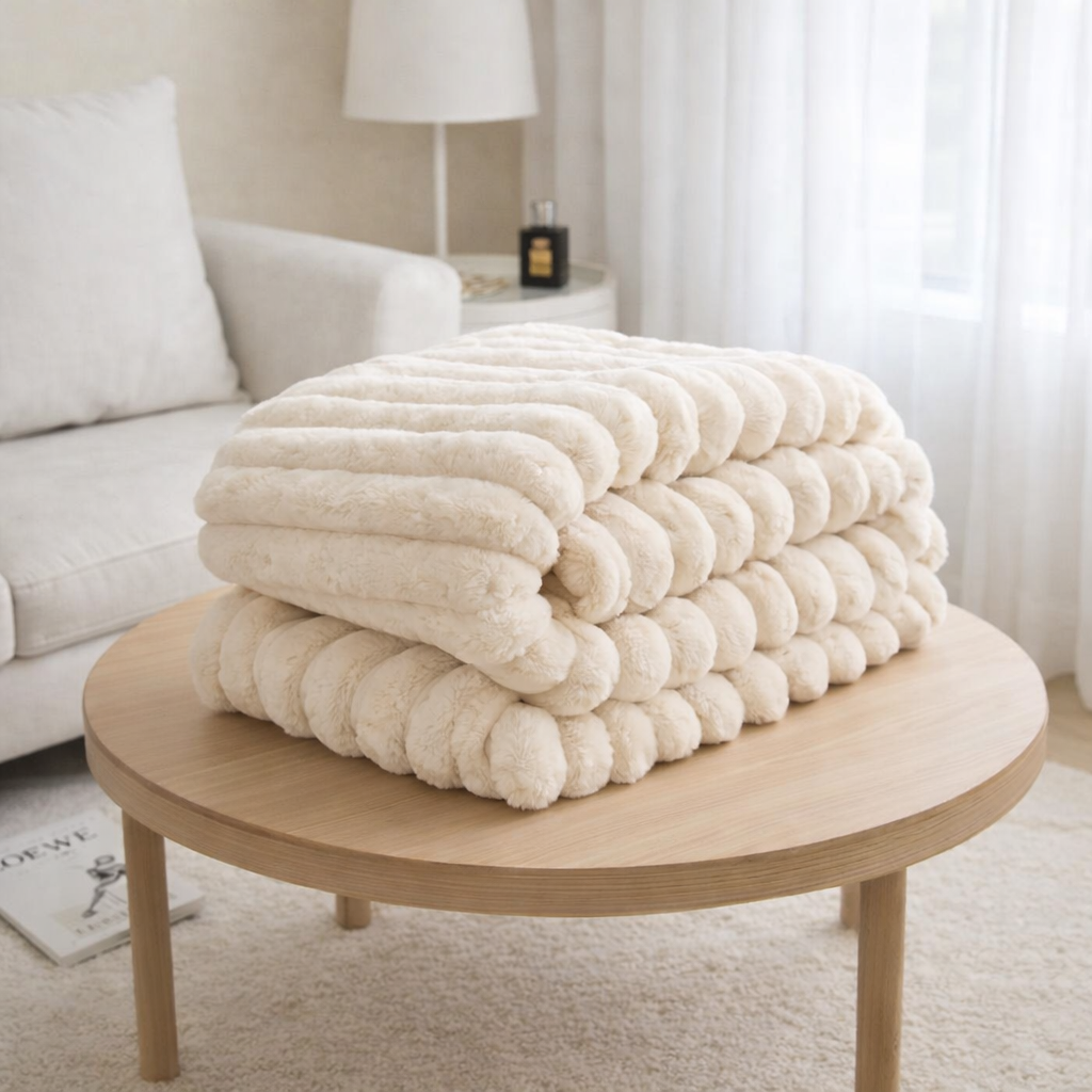 Chunky Luxe -torkkupeitto 70 × 100 cm – Milk White