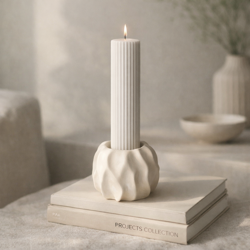 Minimalistinen keraaminen kynttilänjalka