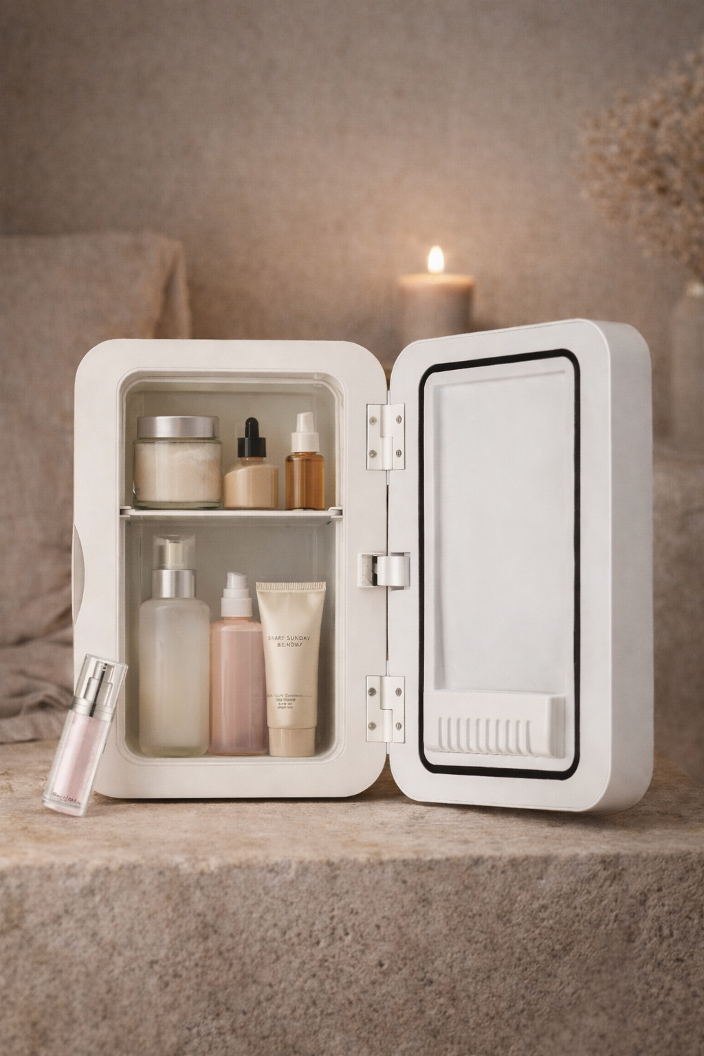 GlowCool kosmetiikkajääkaappi LED-peilillä