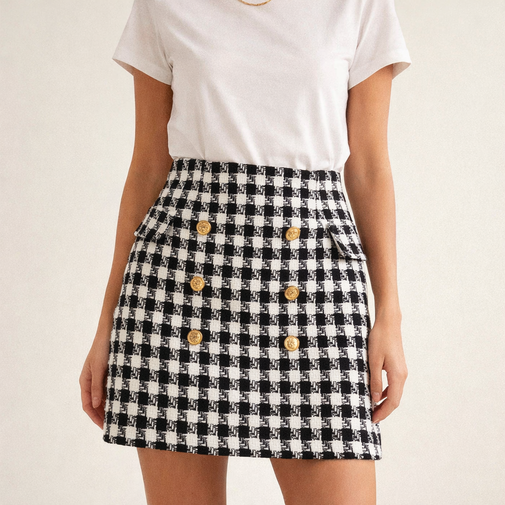 Klassinen ruutukuvioinen minihame, koko S