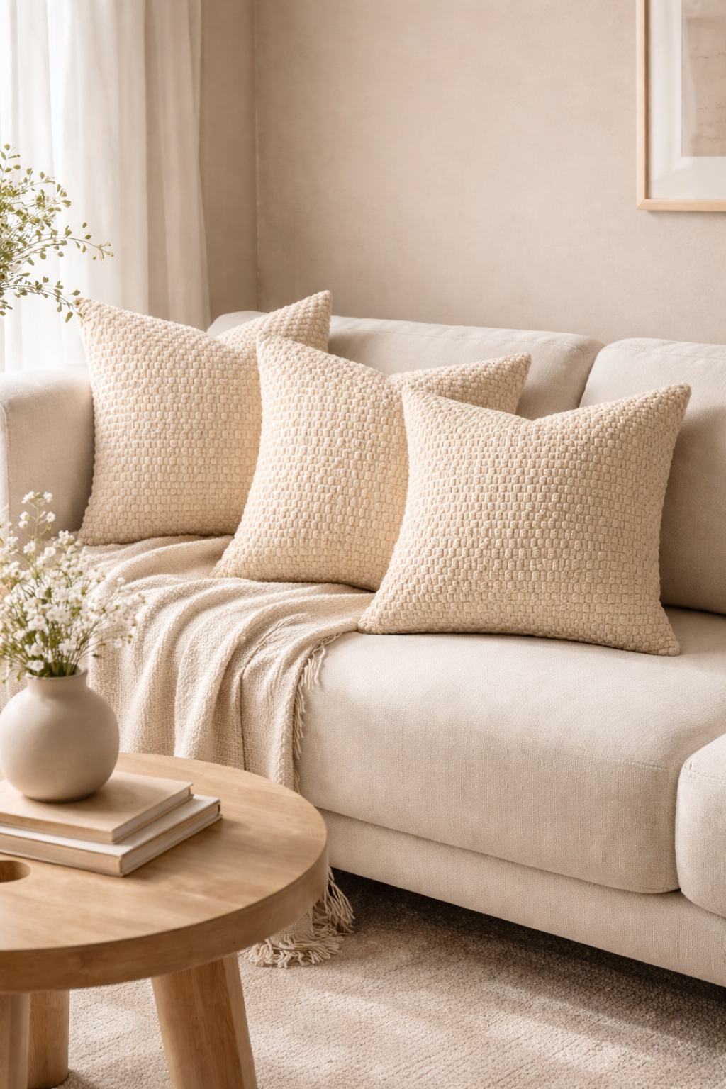 Teksturoitu Beige Tyynynpäällinen – Boho Nordic