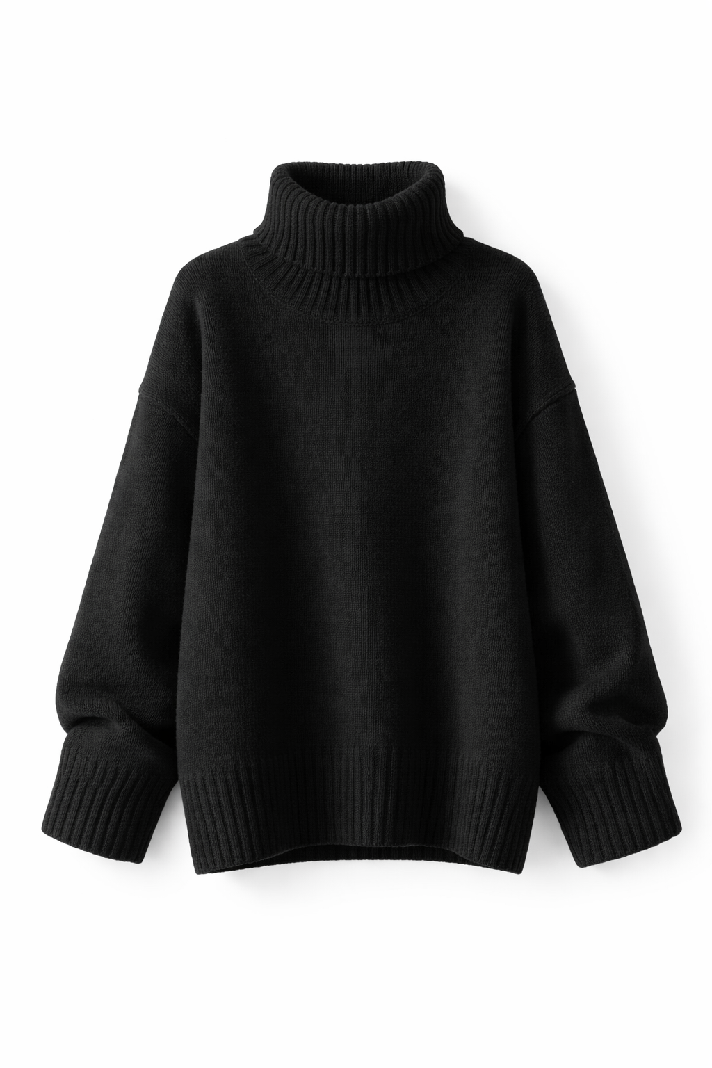 Soft Turtleneck Knit – Black M