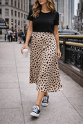 Leopard Midi Skirt – Khaki L