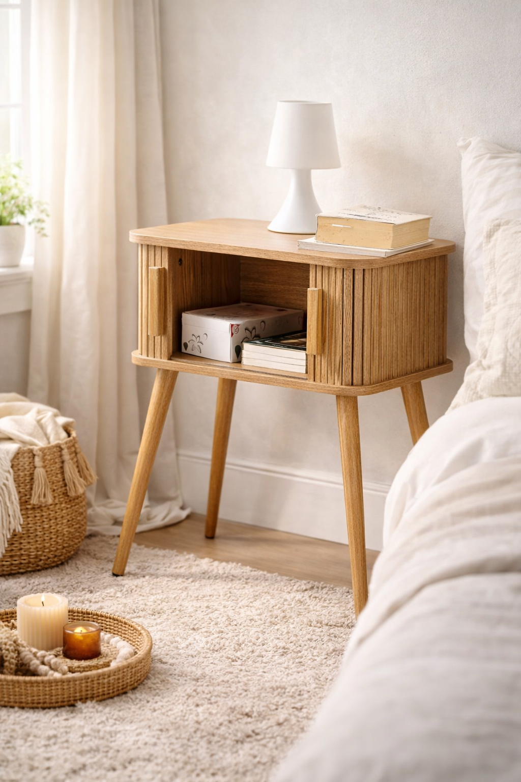 Ernest Vintage -yöpöytä liukuovilla