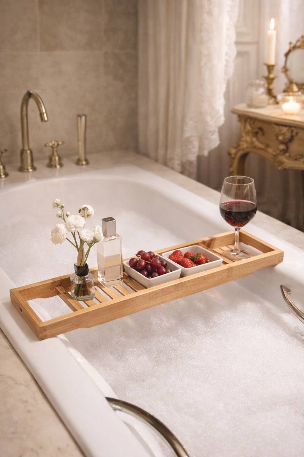 Kylpyammeen bambuinen kylpytaso