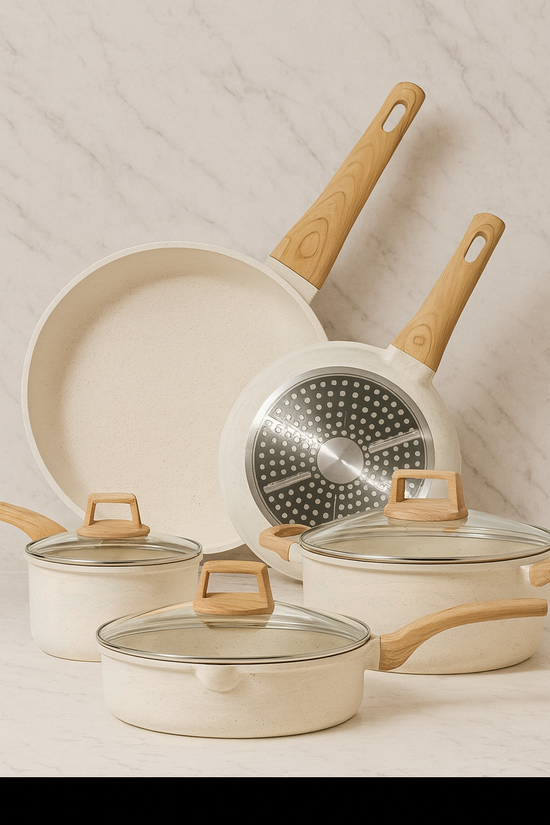 DOTCOOK Valkoinen Graniitti – Premium Tarttumaton Keittoastiasto