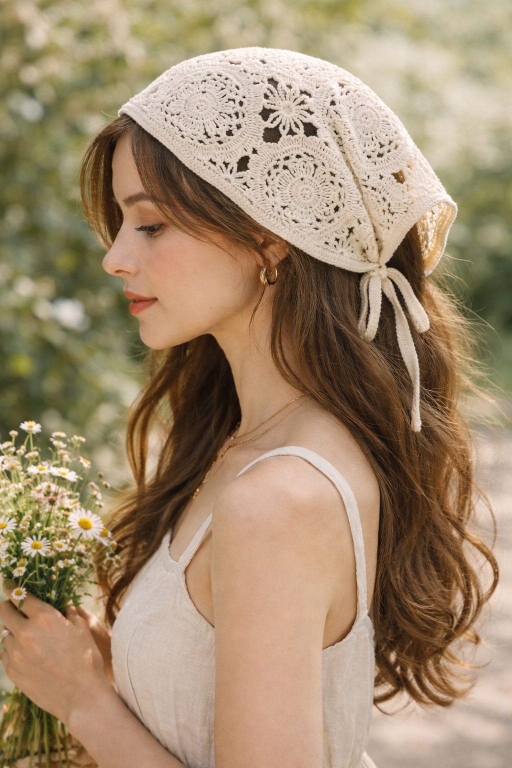 Boho Crochet Headscarf – virkattu huivipanta