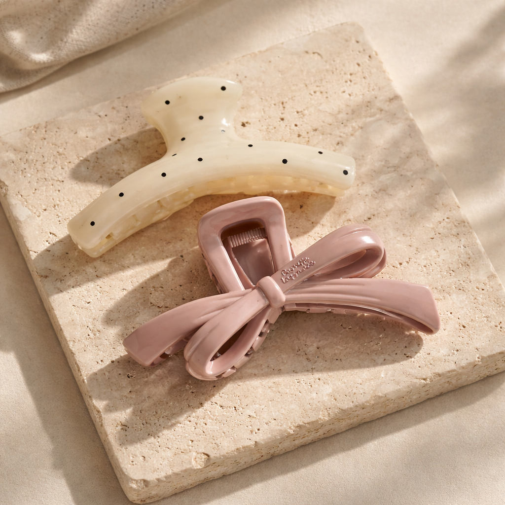 Hair Claw Set – Soft Blush & Cream