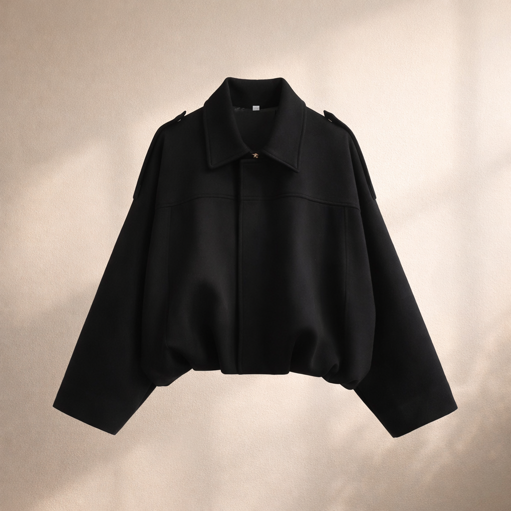 Cropped Statement Jacket – Black