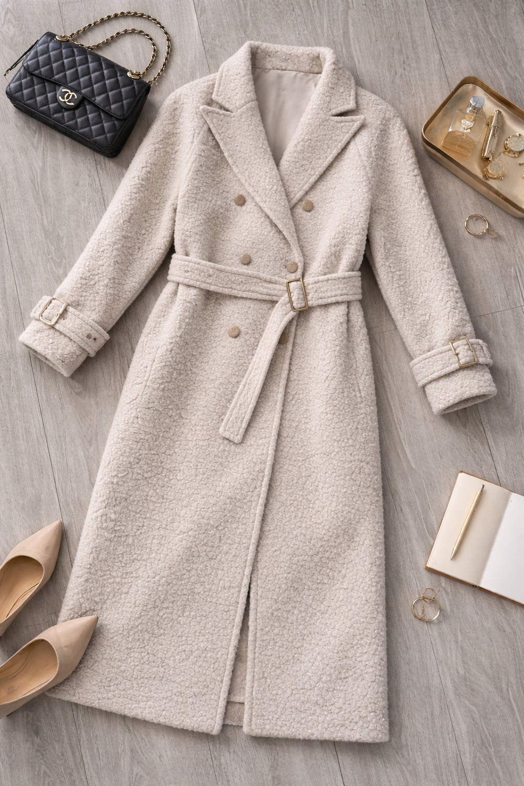 Beige teddy-takki – koko S