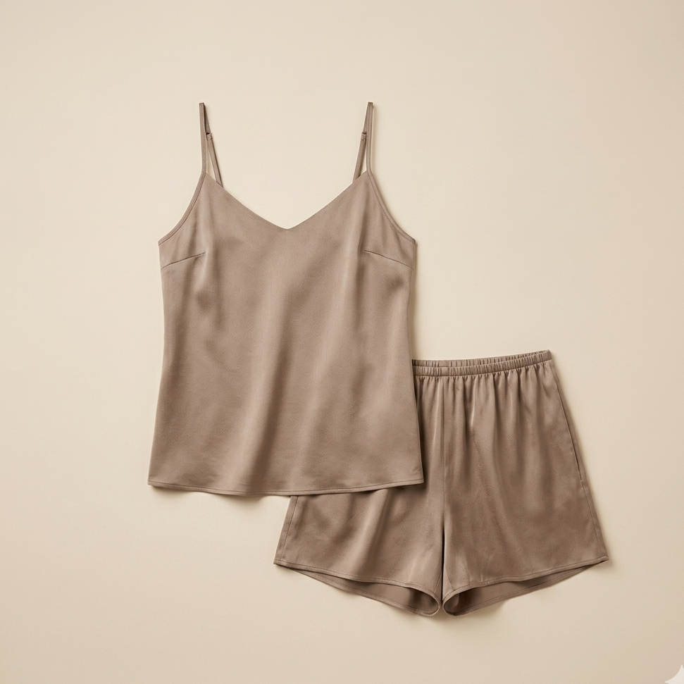 Soft Satin Lounge Set – Khaki