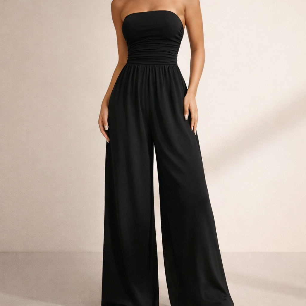 Mila Strapless Jumpsuit – musta